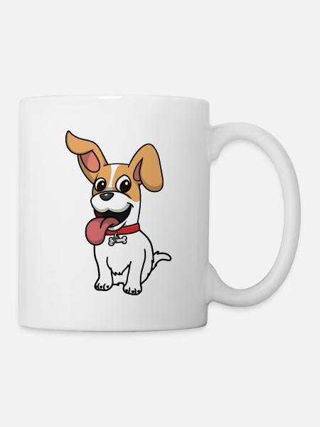 Funny dog dogs pets happy children - Mug - white