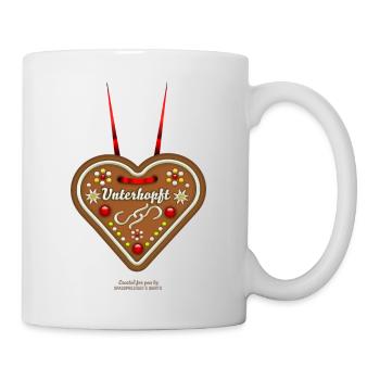 Bier T-Shirt Design Unterhopft Lebkuchenherz - Tasse - Weiß - Rechts