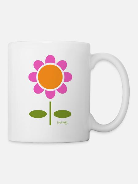 Retro Blume - Tasse - Weiß