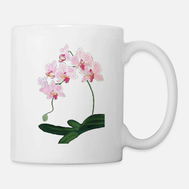 Zeichnung von rosa phalaepnopsis Orchideen - Tasse - Weiß