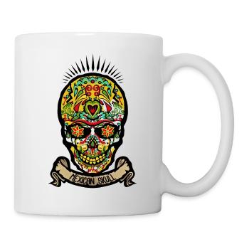 tete de mort mexicaine crane skull mexicain - Mug blanc - blanc - Droite