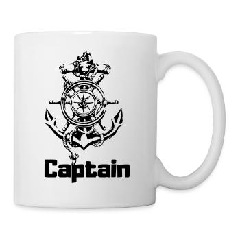 anchor compass steering wheel captain - Mug - white - Right