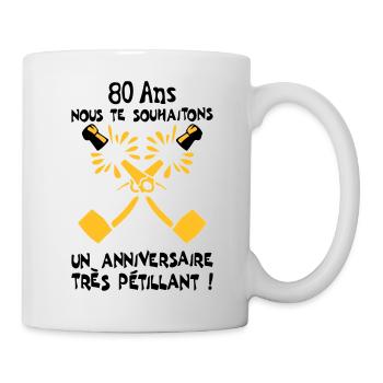 80 ans bouteille petillant anniversaire - Mug blanc - blanc - Droite
