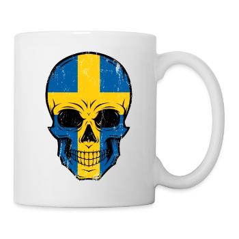 SKULL SWEDEN FLAG - Mug - white - Right