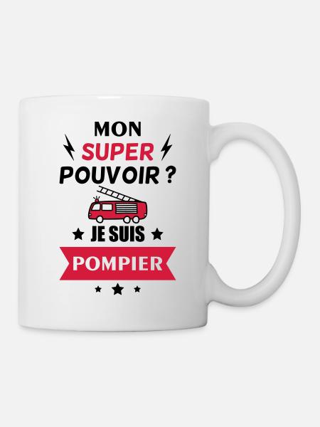 super pouvoir pompier,cadeau pompier - Mug blanc - blanc