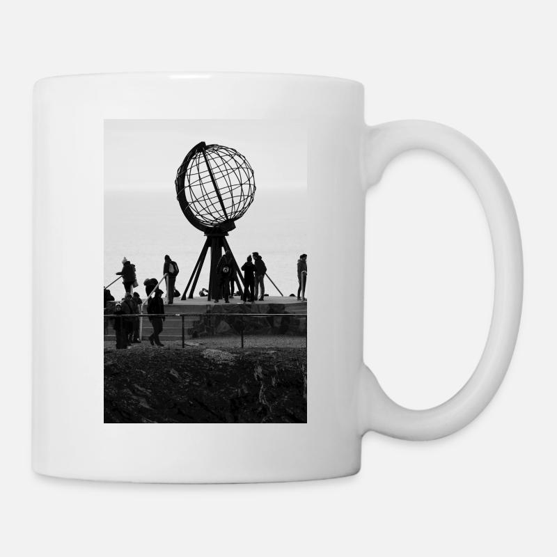 Monument Nordkapp en noir et blanc - Mug blanc - blanc