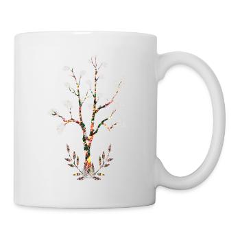 Flowering tree leaves white feathers - Mug - white - Right