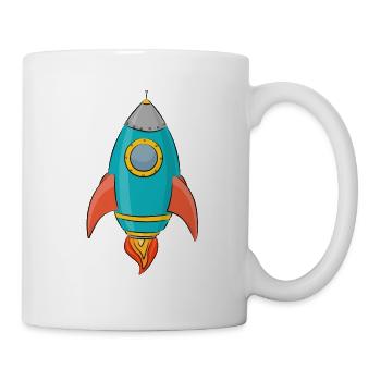 classic space rocket in space moon vintage 50s car - Tasse - Weiß - Rechts