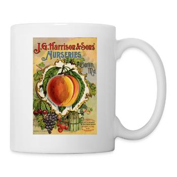 vintage peach poster illustration peach retro - Mug - white - Right