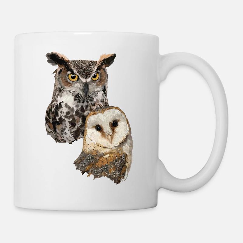 Barn Owl and American Owl - Mug - white