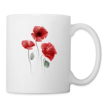 Mohn Aquarell - Tasse - Weiß - Rechts