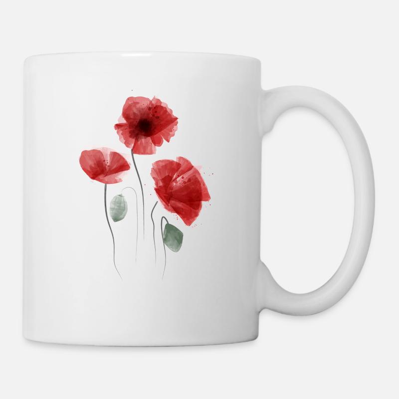 Mohn Aquarell - Tasse - Weiß