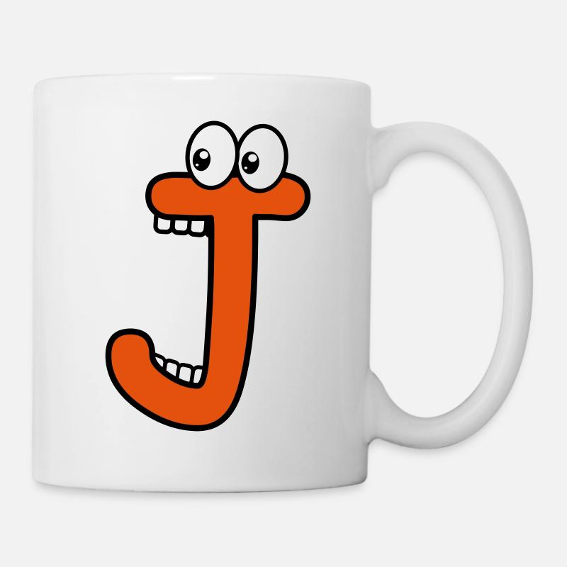 J - Buchstabe J mit Augen 👀 - Tasse - Weiß