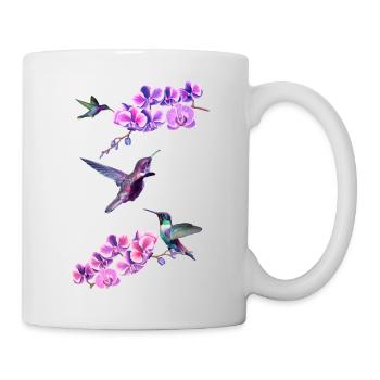 Colibris volant entre les orchidées - Mug blanc - blanc - Droite