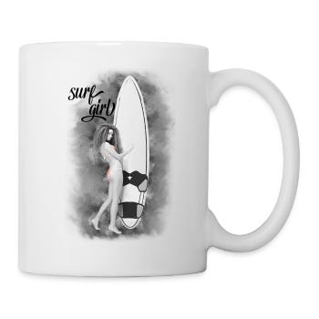 Surf girl / surf woman in bikini - Mug - white - Right