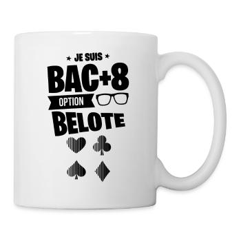 BAC+8 BELOTE idée cadeau joueur humour drôle - Mug blanc - blanc - Droite