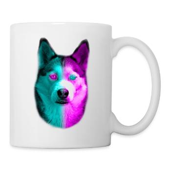 Neon Husky With Neon Colored Eyes And Dyed Fur I - Mug - white - Right