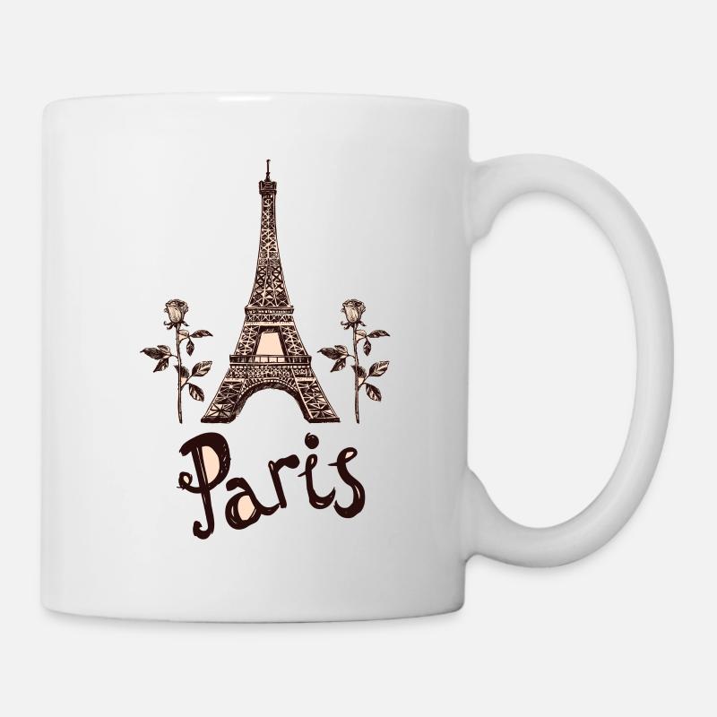 Paris France Tour Eiffel Roses - Mug blanc - blanc