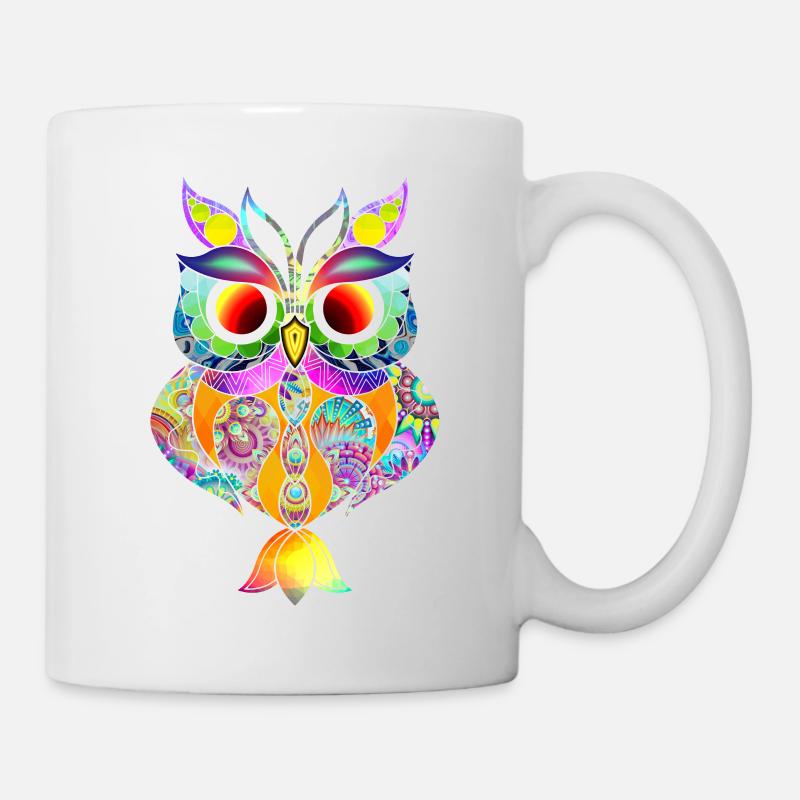 Owl abstract colorful - Mug - white