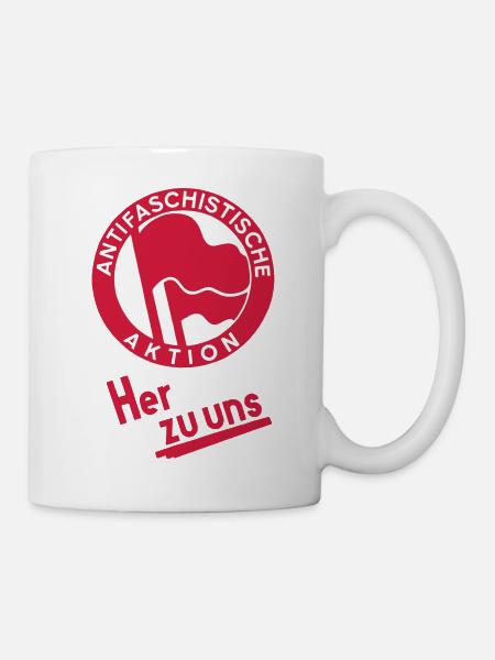 Antifaschistische Aktion - Come to us! Antifa Logo - Mug - white