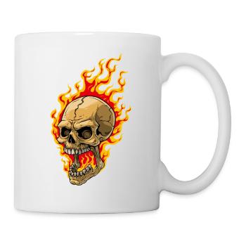 Menschlicher Schädel mit Flammen - Tasse - Weiß - Rechts