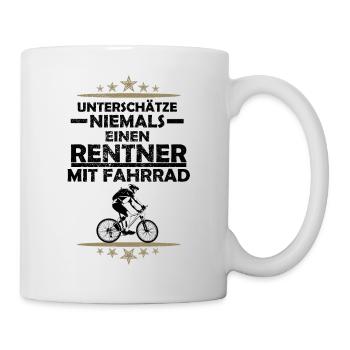 Rentner mit einem Fahrrad - Tasse - Weiß - Rechts
