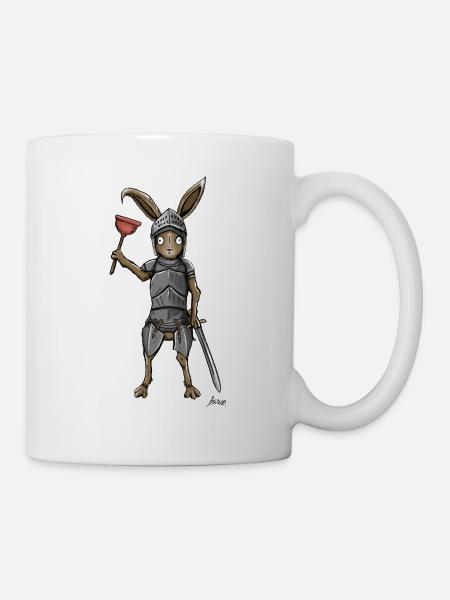 Funny medieval Rabbit in Armor - Tasse - Weiß
