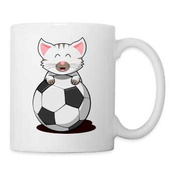 Katze Fußball Kätzchen Babykatze weiße Katze cat - Tasse - Weiß - Rechts