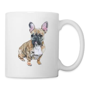 Französische Bulldogge - Tasse - Weiß - Rechts