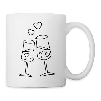 Sektgläser mit Herzen - Tasse - Weiß - Rechts