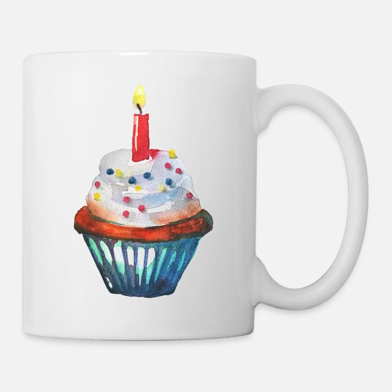 Bougie d'anniversaire cupcake - Mug blanc - blanc