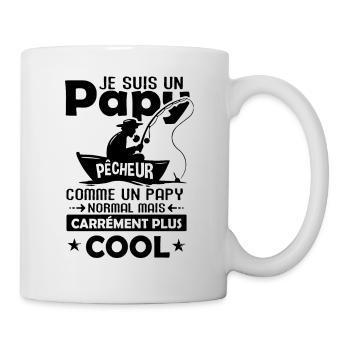 Papy pêcheur cadeau drôle papi pêche - Mug blanc - blanc - Droite