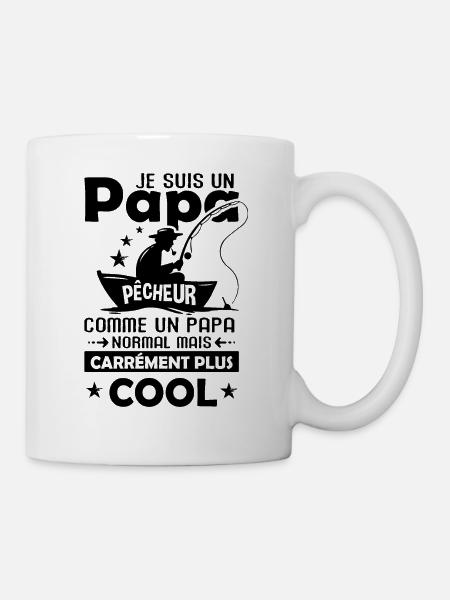 Papa pêche cadeau drôle pêcheur pêcher - Mug blanc - blanc
