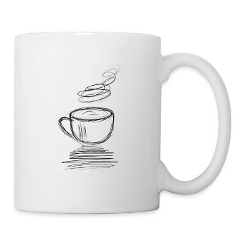 Heiße dampfende Kaffeetasse Minimalismus Zeichnung - Tasse - Weiß - Rechts