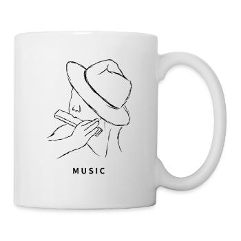 Musique dessin harmonica chapeau minimaliste - Mug blanc - blanc - Droite