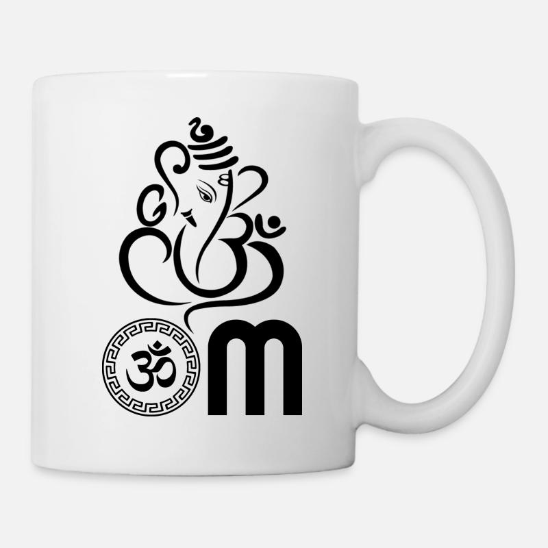 Black OM, Om, Hindu Om, Om Symbol, Ganesh OM - Mug - white
