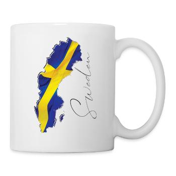 Schweden Flagge in der Schweden Landkarte EN - Tasse - Weiß - Rechts