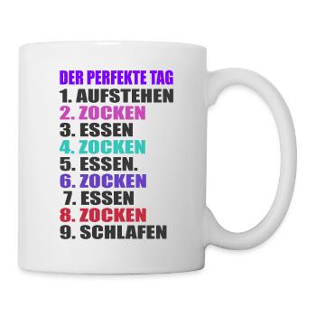 Der perfekte Tag zocken Gamer Geschenk - Tasse - Weiß - Rechts