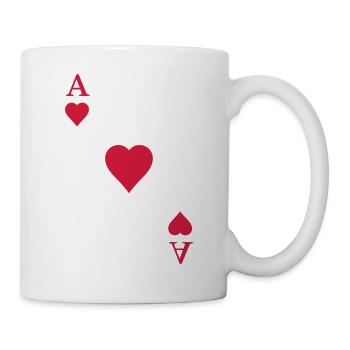 Spielkarte Herz Ass As Karte Fasching Karneval - Tasse - Weiß - Rechts