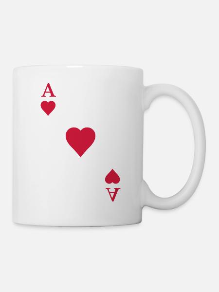 Carte à jouer as de coeur carte ace Carnaval de Mardi Gras - Mug blanc - blanc