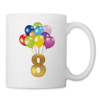 8 enfants fêtent leur heureux anniversaire - Mug blanc - blanc - Droite