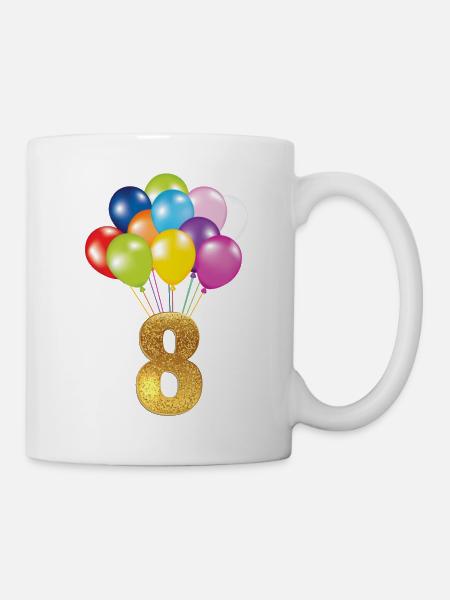8 kinder Geburtstag happy birthday - Tasse - Weiß