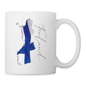 Drapeau de la Finlande sur la carte de la Finlande FR - Mug blanc - blanc - Droite