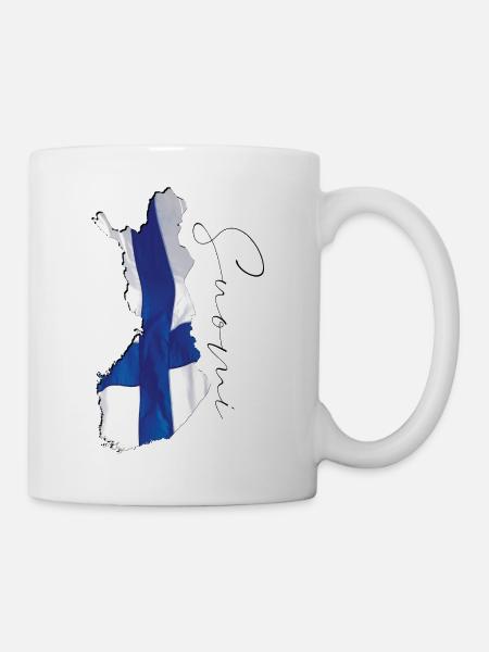 Finnland Flagge in der Finnland Landkarte FI - Tasse - Weiß