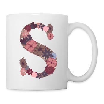 Blumenbuchstabe S - Tasse - Weiß - Rechts