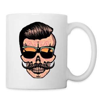 mexikanischen hipster Totenkopf Schnauzbart - Tasse - Weiß - Rechts