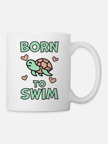 Born To Swim Baby Schwimmen Schildkröte Geschenk - Tasse - Weiß