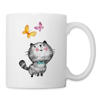 Katzen Katzenmutter Katzenkind Katze Meow Meoww - Tasse - Weiß - Rechts