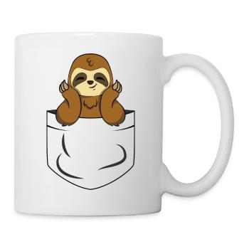 Faultier in Brusttasche - Tasse - Weiß - Rechts