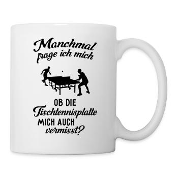 Tischtennisplatte Ping Pong Spruch Geschenk Tennis - Tasse - Weiß - Rechts
